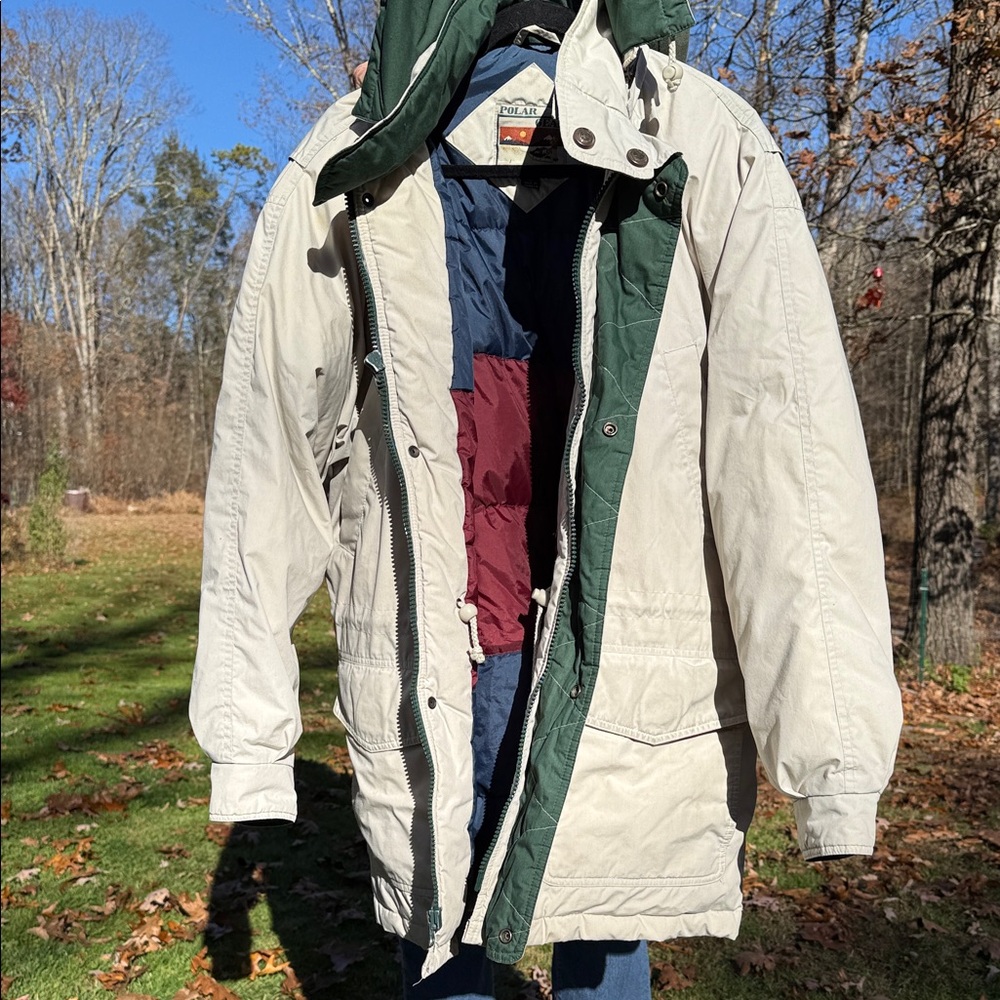 Vintage Men's Cream and Green Military Field Jacket